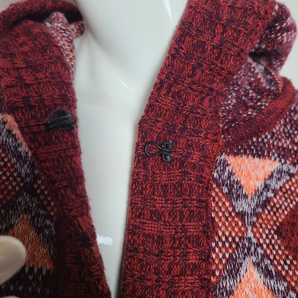 Vintage Eaton Women's L Jacket Acrylic Nordic Geometric Alpine Long Sleeves - Picture 3 of 13